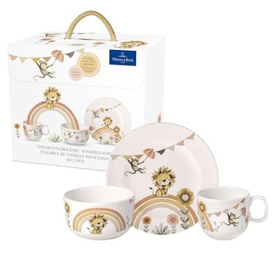 Villeroy & Boch - Boho Kids Roar Like a Lion Children's Bowl, Porcelain Bowl in Boho Style, Children's Tableware Deep Bowl, 12.5 cm Ø, Dishwasher Safe, Microwave Safe, Multicolored