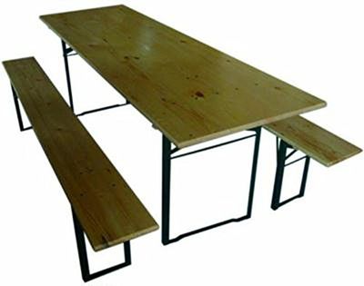 Tavolo in Legno Birreria Modello Maxi con 2 Panchine