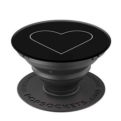 PopSockets - Supporto e impugnatura per smartphone e tablet, Nero con cuore bianco