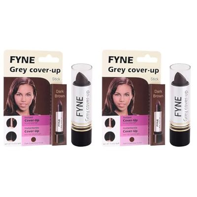 FYNE Root Touch Up Cover Stick - Instant Dark Brown Grey Hair Cover Up - Magic Retouch Temporary Hair Colour for Men & Women (Pack of 2)