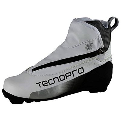 Tecnopro Femme Cross Country Chaussure Safine Sonic Pro Prolink Ski de Fond, Blanc/Noir/Silver, 8