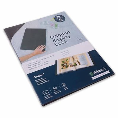 Rillstab Origineel weergaveboek (24 transparante hoesjes), A3-brochure met ringen en projectpresentatiemap voor vergaderingen en conferenties, zwart
