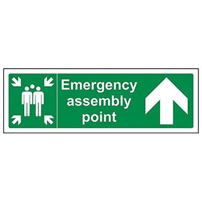 VSafety "Emergency Assembly Point Arrow Up" teken, pakket van 3)