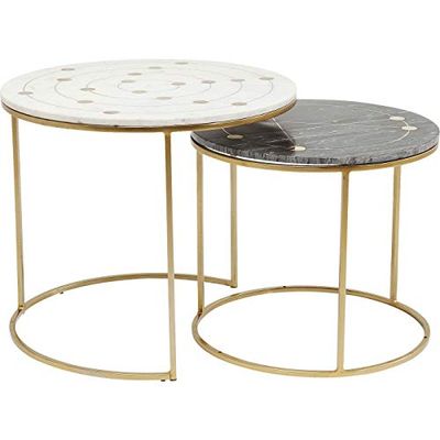 Kare Tavolino D'Appoggio Mystic Round Piccolo (2/Set), Oro, 51 x 61 x 61 cm