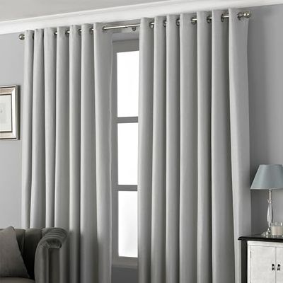 Paoletti Pendleton Spotted Eyelet Curtains, Silver, 169 x 229cm