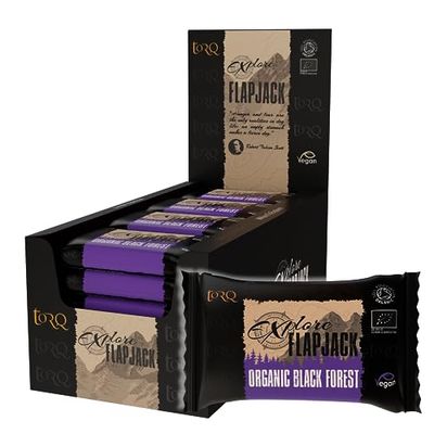 Torq Explore Flapjack Black Forest Plant Based - Vegan Nutrition Snacks for Running, Cycling, Sports & Expeditions - Endurance Flapjacks Energy Bars - Box of 20