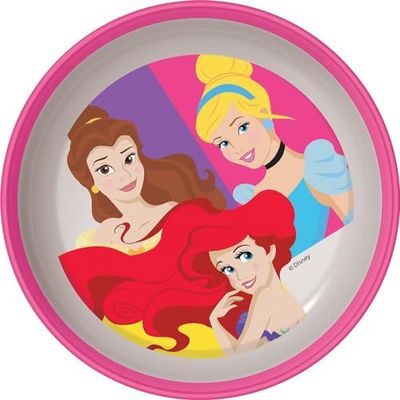 Disney ciotola rosa e bianca per bambine in plastica Principesse Cenerentola Ariel Belle con base antiscivolo