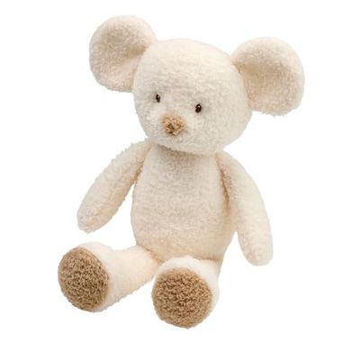 Nattou Peluche Souris, Compagnon de Route dès la Naissance, env. 34 cm, Polyester, Teddy, Blanc