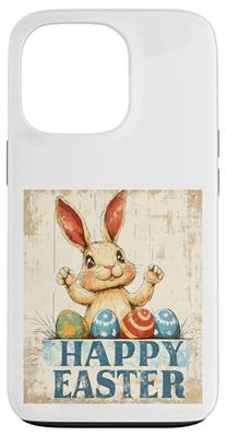 Conejo de Pascua Divertido Lindo Retro Vintage Huevos de Pascua Carcasa para iPhone 13 Pro