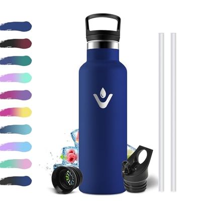 Drinkfles van roestvrij staal, 500 ml, lekvrij, thermosfles met rietje, BPA-vrij, geschikt voor koolzuurhoudende dranken, met één hand, vacuüm thermosfles, waterfles voor kinderen, bubbels, camping