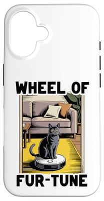 Wheel Of Fur-Tune Robot Vacuum Cleaner Funny Cat Case for iPhone 16