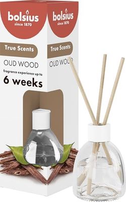 Bolsius True Scents - Duftstäbchen Raumduft Diffuser - Oud-Holz - 1 Stk. - 60 ml - bis zu 6 Wochen - Haus Parfüm - mit Natürlichen Extrakten