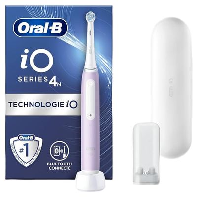 Oral-B iO 4N Brosse À Dents Électrique Lavande connectée Bluetooth, 1 Brossette, 1 Étui De Voyage, Cadeau Saint Valentin