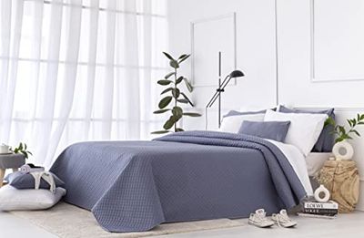 Todocama – Colcha boutí Fina con diseño piqué, para Primavera, Verano, otoño e Invierno. 100% Microfibra Extra Suave. Colcha Cubre Cama Multiusos. Cama 105-200x260cm Azul grisáceo