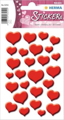 HERMA 3254 Stickers Hearts Red Small, 27 Pieces, 3D Heart Stickers, Self-Adhesive, Heart Shape Labels for Valentine's Day, Love, Wedding, Birthday, Scrapbooking, Decoration, Gift, Letters, DIY Crafts