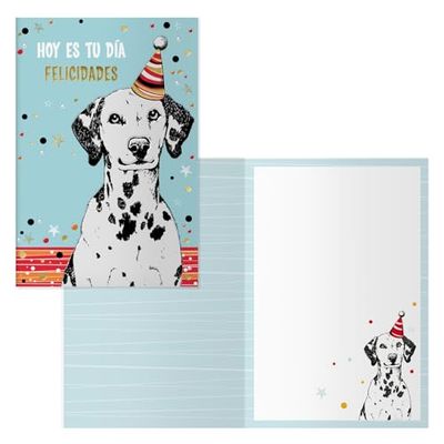 DOHE - Biglietti d'auguri di compleanno - Confezione da 6 pezzi - Dimensioni: 11,5 x 17 cm (chiuso) - Include busta per riporre il biglietto - Modello Dalmata