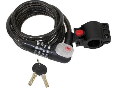 M-Wave Led-sleutel- en spiraalkabelslot, 10 x 1800 mm