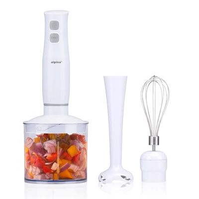 alpina Batidora de Mano con Accesorios - Minipimer Picadora - Batidora Brazo - Licuadora de Mano - Batidora Multifuncion 400 W - Blanco