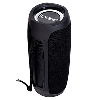 Ibiza - BULLET30 - Baffle portable Bluetooth 360° de 30W, sur batterie avec anneaux lumineux LED et fonction TWS - Noir