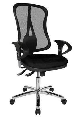 TOPSTAR Head Point SY Deluxe - Silla ergonómica de Escritorio con reposabrazos, Tela, 70 x 66 x 113 cm, Color Negro