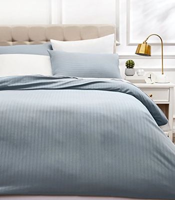 Amazon Basics 3 peças conjunto de roupa de cama com capa de edredão de microfibra e 2 fronhas de almofada - 200 x 200 cm, cinzento escuro, estampado
