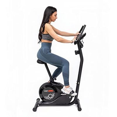 TechFit Hometrainer – hometrainer met vliegwiel, magneetsysteem met 8 standen en tablethouder voor fitness en cardio, thuis (B300)