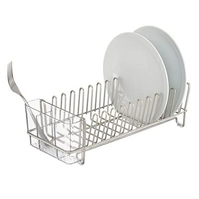 iDesign Classico Compact Dish Drainer, Satin/Clear