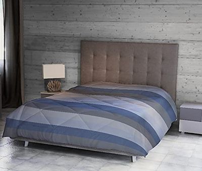 Homemania Robert Geometric Double Quilt with Duvet Cover, Pillowcase for Bed, Sky Blue, Grey Microfibre, 260 x 250 cm
