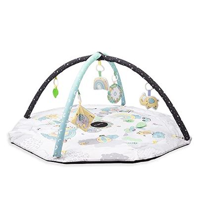 MoMi Łuk do zabawy Day&Night 4 w 1 dla dzieci od urodzenia, mata do aktywności sensorycznej z 2 arkuszami, kąpiel z piłkami, 5 zabawek, 30 piłek, poduszka do raczkowania