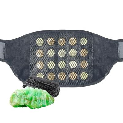 VEVOR Infrarood verwarmingskussen met 10 natuurlijke jadestenen en 10 toermalijn voor pijnverlichting, met 3-traps vibratiemassage voor de taille, 1375 x 215 x 50 mm, neopreen
