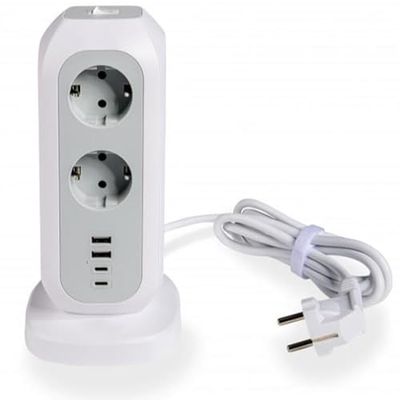 Quadro di distribuzione compatto, 6 uscite, protezione da sovraccarico; ideale per la gestione elettrica e la distribuzione di energia nelle abitazioni.