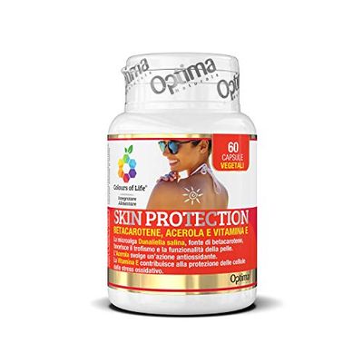 Colours of Life Skin Protection - Supplément de bêta-carotène - pour le bien-être et le maintien de la santé de la peau - Sans gluten et végétalien, 60 gélules végétariennes