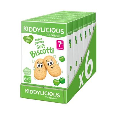 Kiddylicious Soft Biscotti Pomme | Dès 7 Mois | Biscuits Tendres au Blé Complet | 6 Packs de 120g (6 Sachets de 20g) | 720g