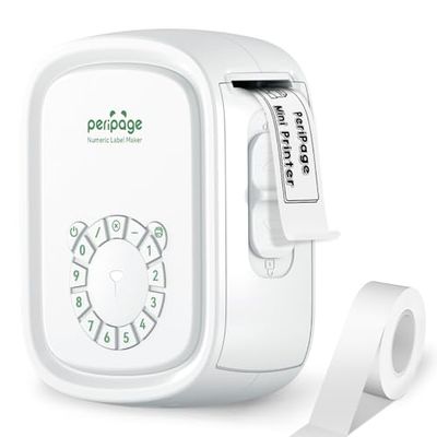 PeriPage P10Pro Impresora de Etiquetas - Portátil Blanco con Teclado Redondo, Sin Bluetooth, Recargable por USB, para Oficina y Hogar