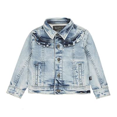 Koko Noko Baby Girls Denim Blue met Ruffles Jacket, 98% Katoen/ 2% Elastaan, 56