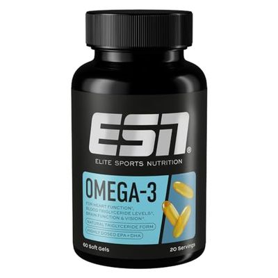 ESN Omega-3, 60 capsule, EPA e DHA ad alto dosaggio, supporta cuore, cervello e altro, 1200 mg di EPA e 900 mg di DHA per dose - prodotto in Germania