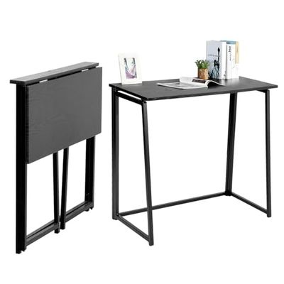 MEUBLE COSY Fällbart datorskrivbord för små utrymmen arbetsstationer fällbart datorbord, enkel montering, metallram, svart, 80 x 40 x 74 cm