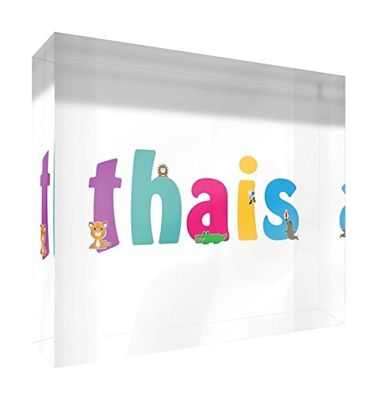 Little Helper Souvenir Décoratif en Acrylique Transparent Poli comme Diamant Style Illustratif Coloré avec le Nom de Jeune Fille Thais 10,5 x 15 x 2 cm Grand