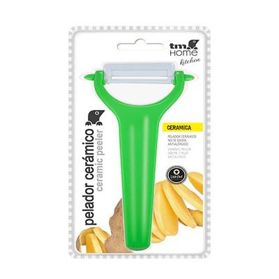 VoltShine Pelador cerámico Plano, Color Verde, Cuchilla Afilada y fácil de Limpiar, Ideal para pelar Frutas y Verduras con precisión y Comodidad.