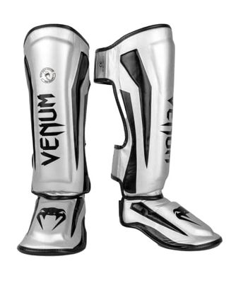 Venum, Elite Standup Protège-Tibias, Homme, XL, Argent/Noir