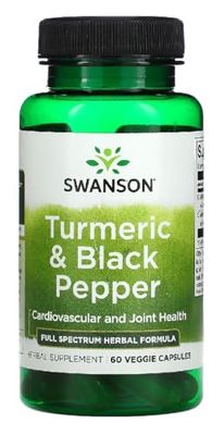 Swanson - Turmeric & Black Pepper - Kurkuma & Poivre Noir | Soutien Naturel pour la Santé des Articulations - 60 Gélules