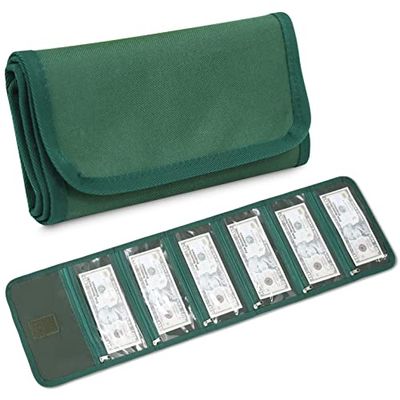 Money Wallet, Money Organizer for Cash with 6 Zippered Pocket Multipack Money Pouch, Cash Bill Organizer, Envelope Wallet Money Bag Small Travel Money Holder for Budgeting, 4.25x8 inches, Travel