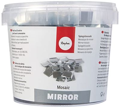 Rayher set tessere per Mosaico a specchio, piastrelle, tasselli ideali per decorazioni e fai da te, 1,5 x 1,5 cm, 600 pz.