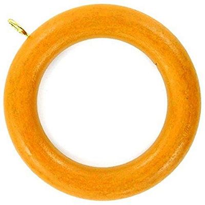 Merriway BH05767 (24 Pcs) Wooden Curtain Drapery Pole Rod Rings with Screw Eye, Inner 45mm (1.3/4 inch) Outer Diameter 64mm (2.1/2 inch) Medium Brown - Pack of 24 Pieces