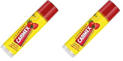 CARMEX Strawberry SPF15 Lip Balm Stick, (4.25g) Softens and Hydrates Lips (Pack of 2)