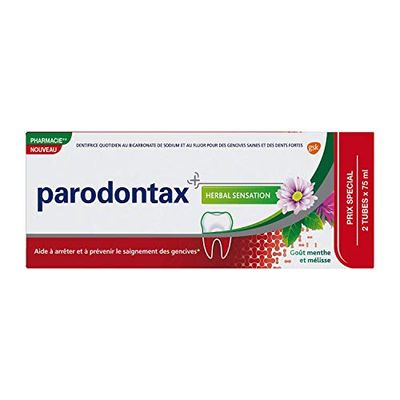 Parodontax Herbal Sensation aiuta a fermare e prevenire il sanguinamento delle gengive, gusto fresco, confezione da 2 x 75 ml