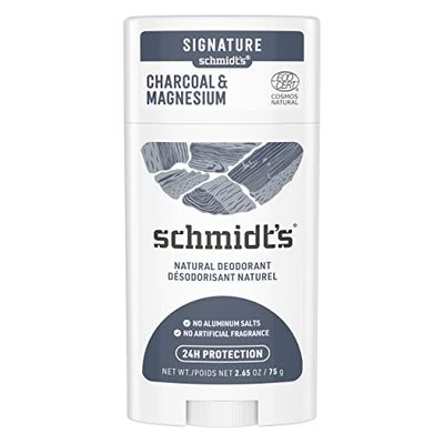 Schmidt's Desodorante em barra vegan e natural 24h sem alumínio sem fragrância, carbono e magnésio 58 ml