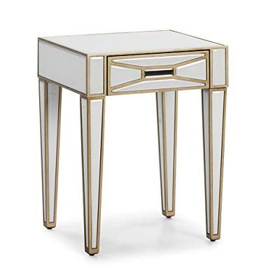 MESITA DE NOCHE 45X40X60 ESPEJO/CRISTAL BLANCO/DM DORADO