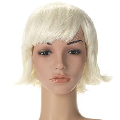 Stargazer - Parrucca di capelli sintetici, lunghezza media, con regolazione interna, per cosplay e costumi in bianco, 1 unità