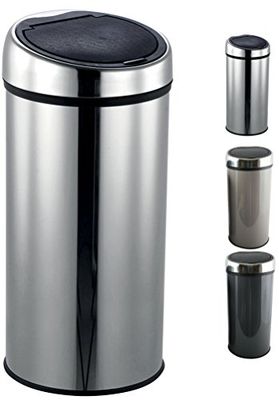 MSV Caixote de lixo INOX Touch 30 L, antracite, prateado